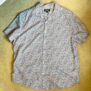 Express micro floral print short sleeve button down